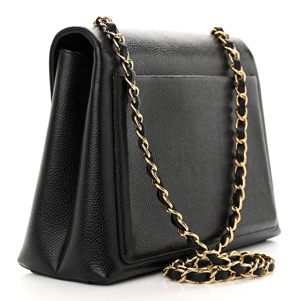 Caviar Jumbo Single Flap Black