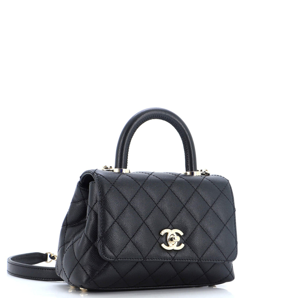 Coco Top Handle Bag Quilted Caviar Extra Mini
