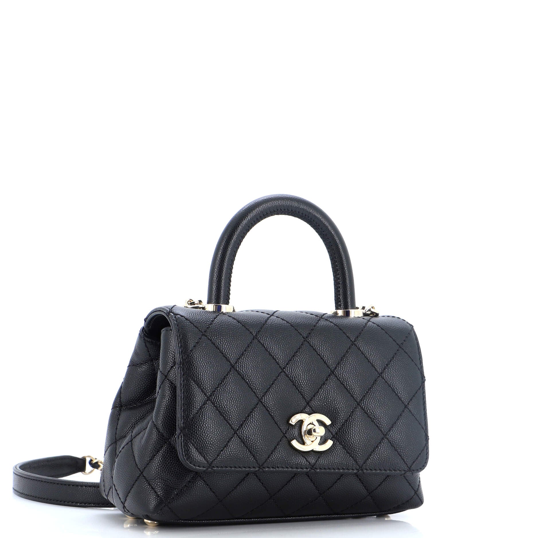 Coco Top Handle Bag Quilted Caviar Extra Mini