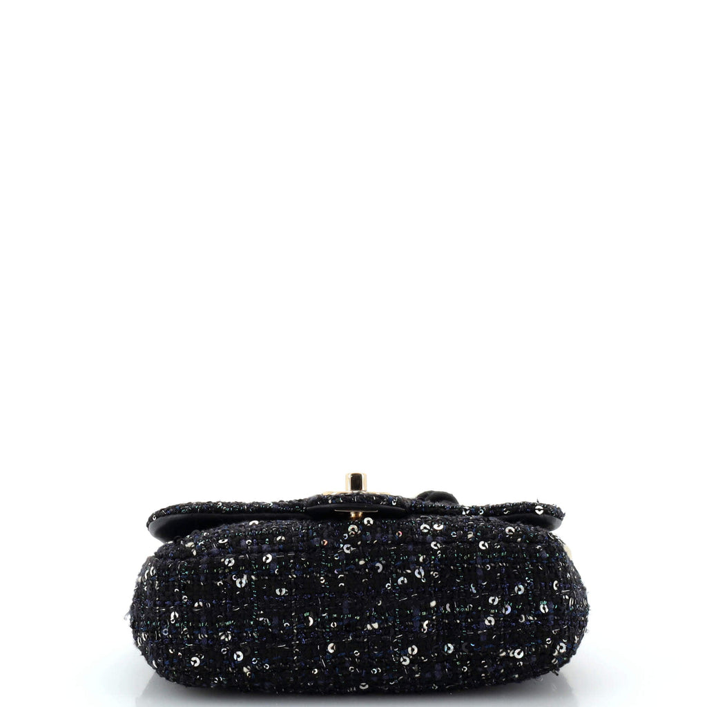 Pearl Handle Flap Bag Quilted Tweed Mini
