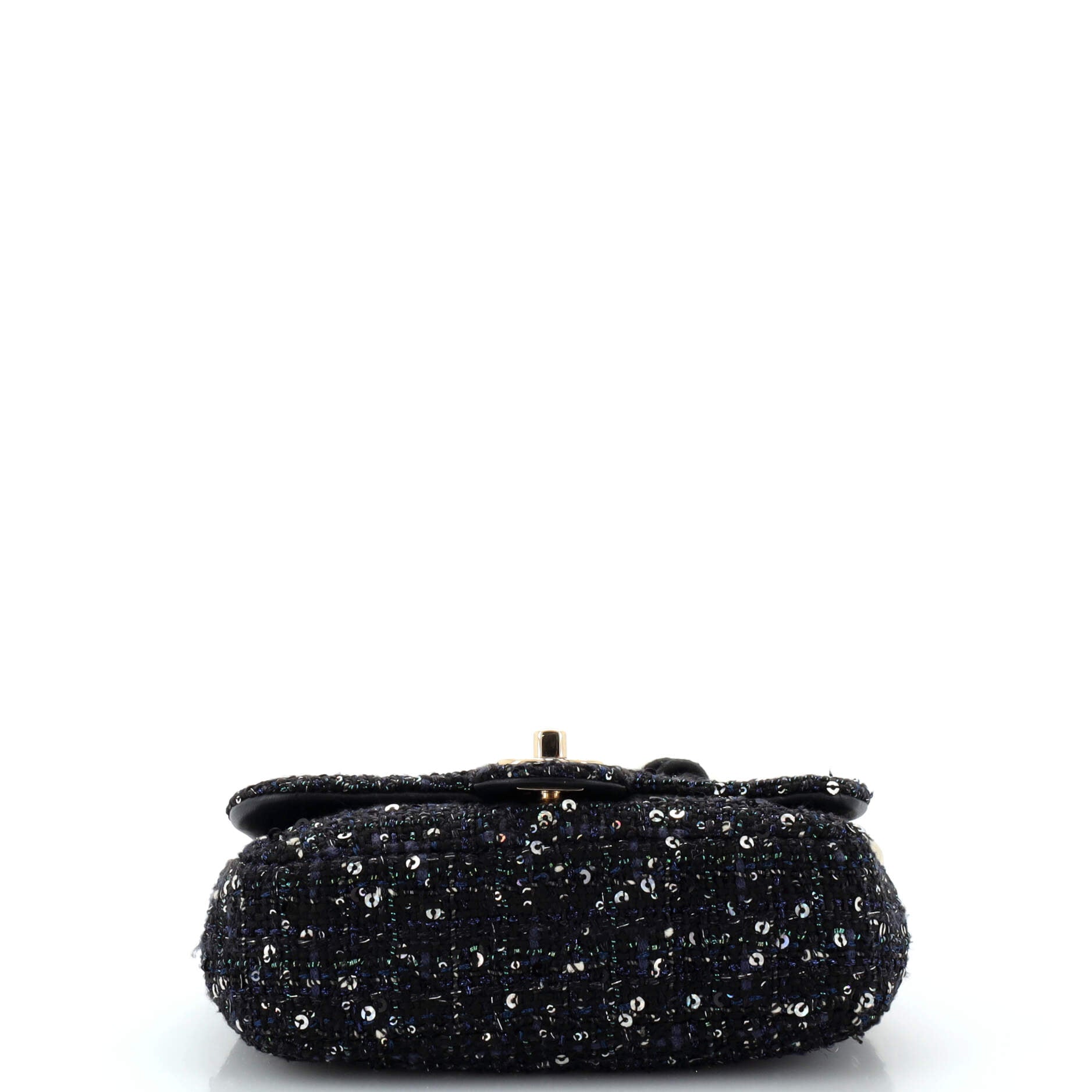 Pearl Handle Flap Bag Quilted Tweed Mini