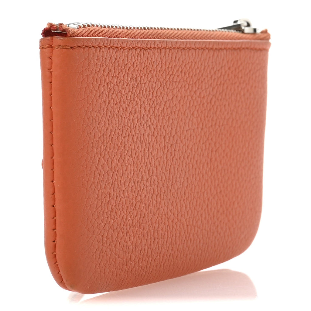 Grained Calfskin Aerogram Key Pouch Orange