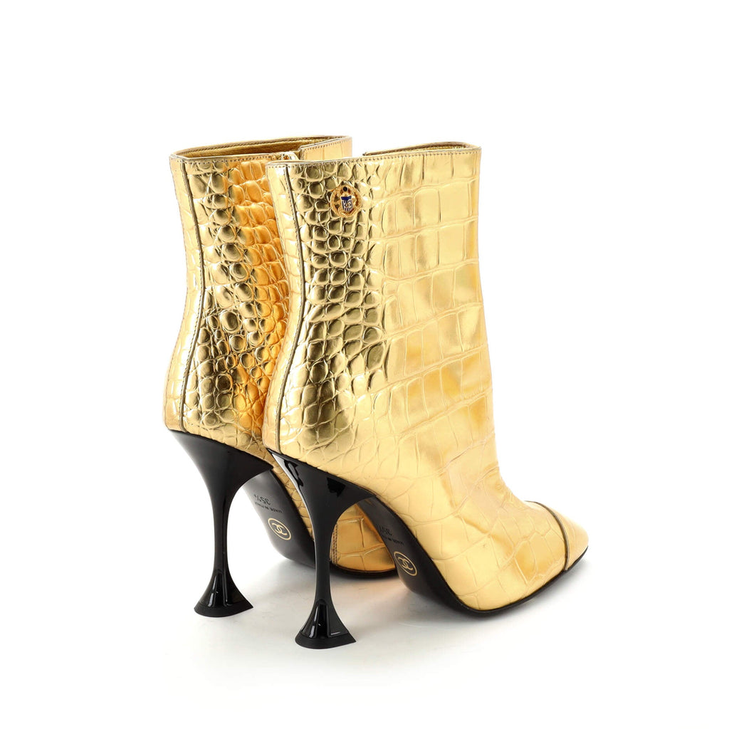 Women's Egyptian Ankle Boots Crocodile Embossed Leather