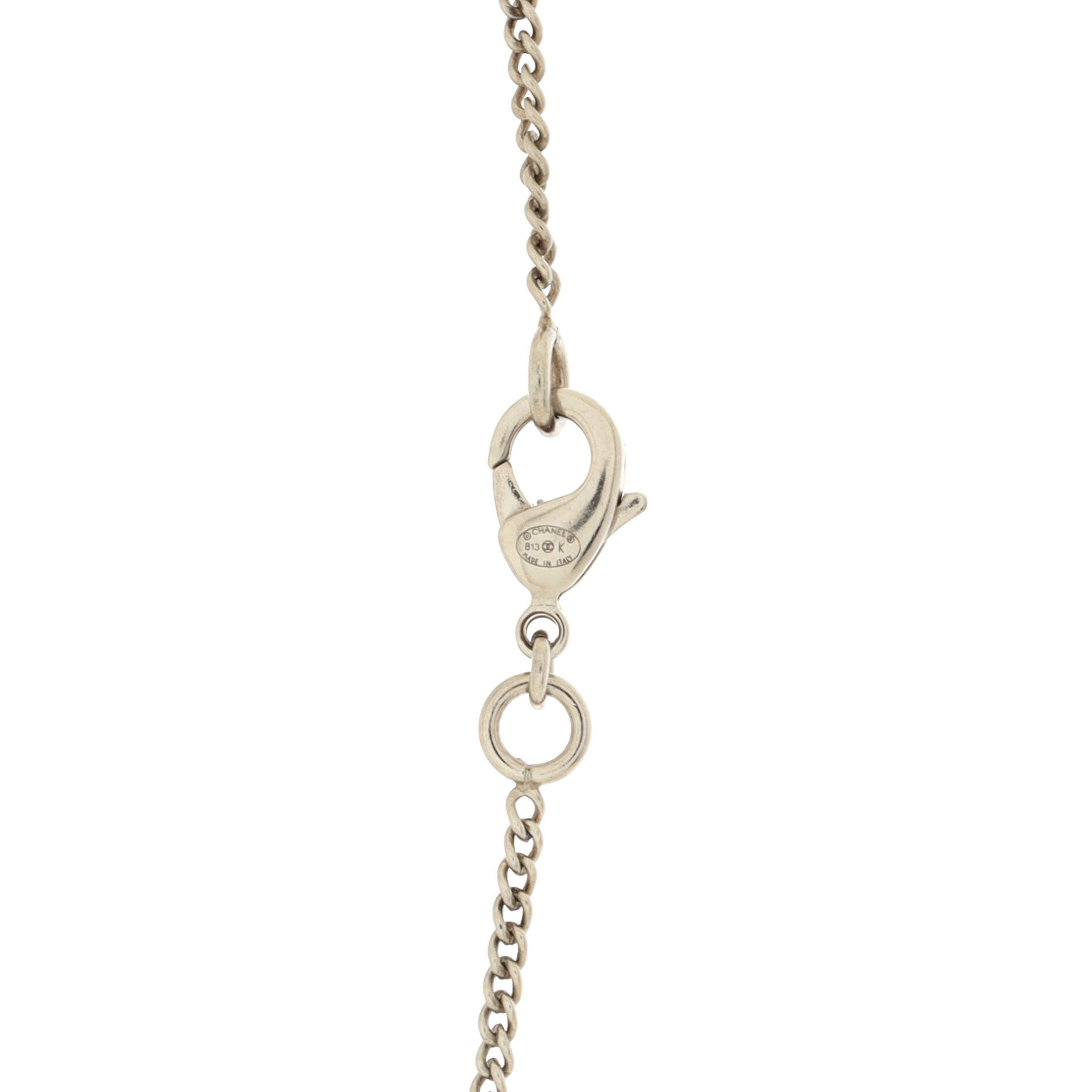 CC Clover Pearl Drop Pendant Necklace Metal and Faux Pearl