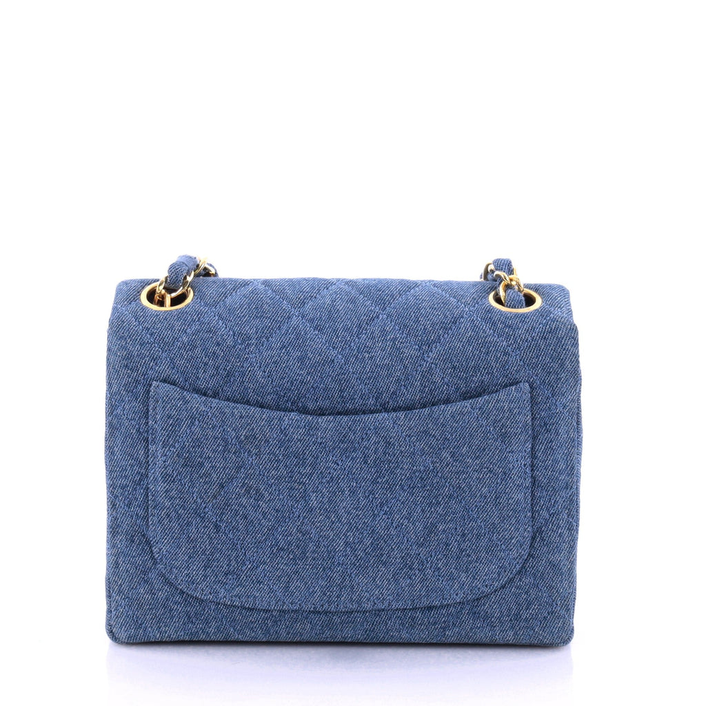 Vintage Square Classic Single Flap Bag Quilted Denim Mini