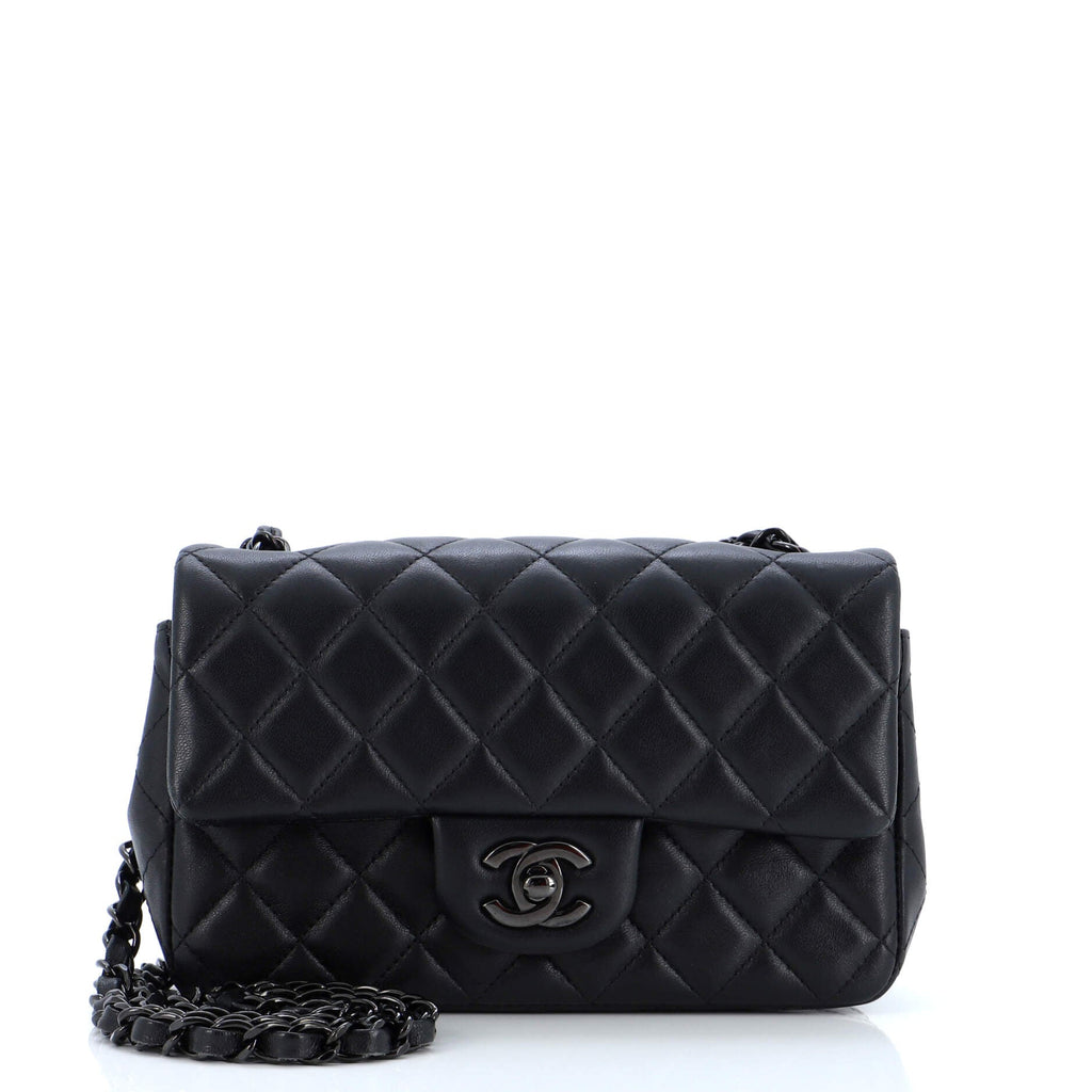 So Black Classic Single Flap Bag Quilted Lambskin Mini