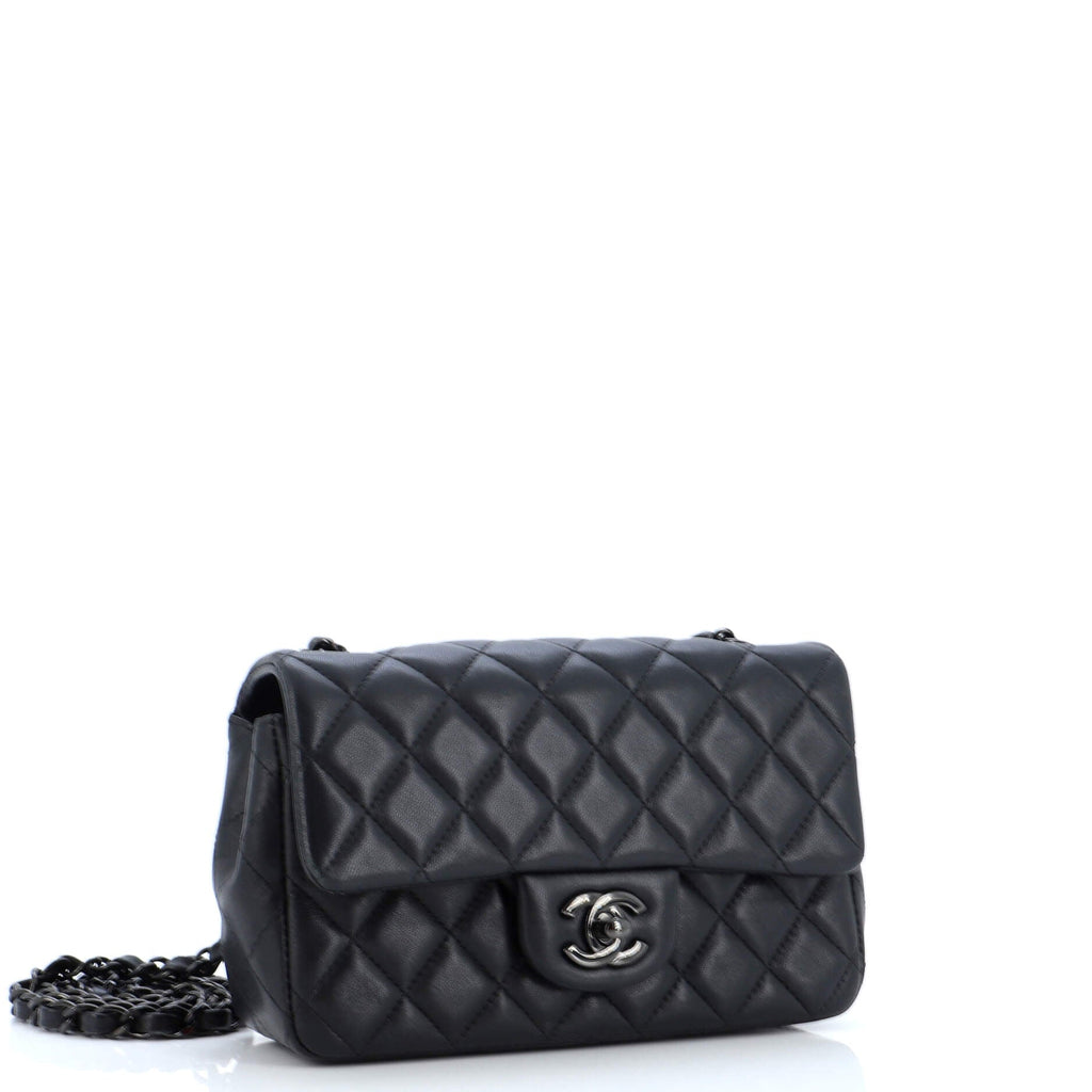 So Black Classic Single Flap Bag Quilted Lambskin Mini