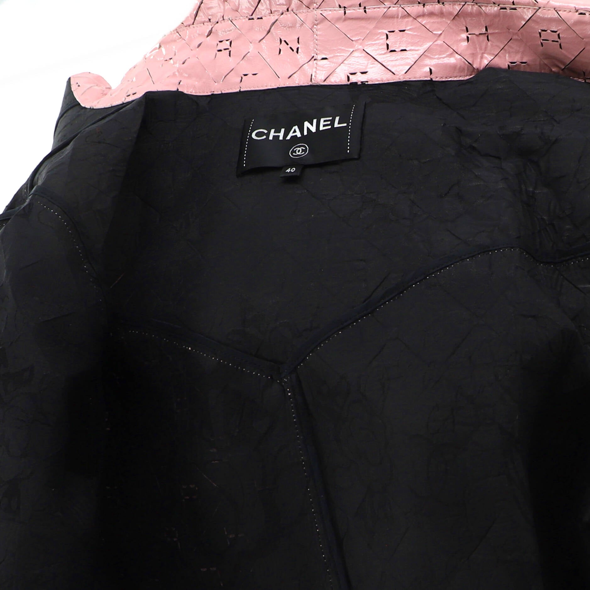 Women's Logo Cropped Short Sleeve Button Up Jacket Perforated Leather