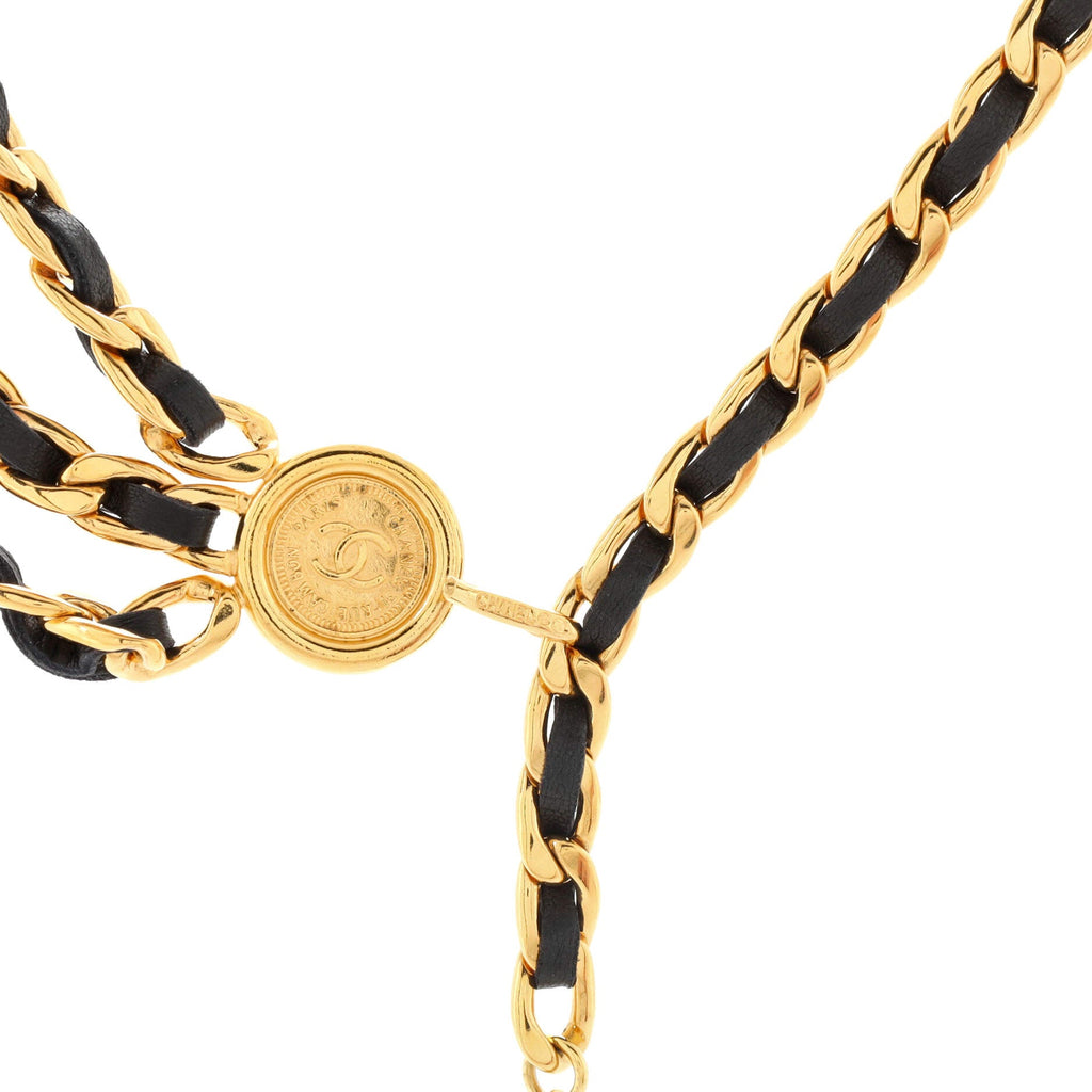 Vintage Multi-Chain Medallion Belt Metal and Leather 85