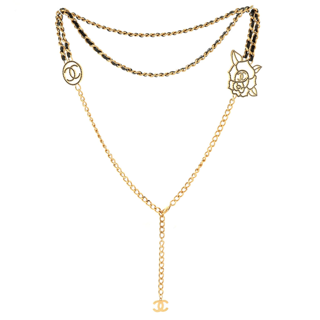CC Rose Chain Belt Metal and Leather with Crystals 90