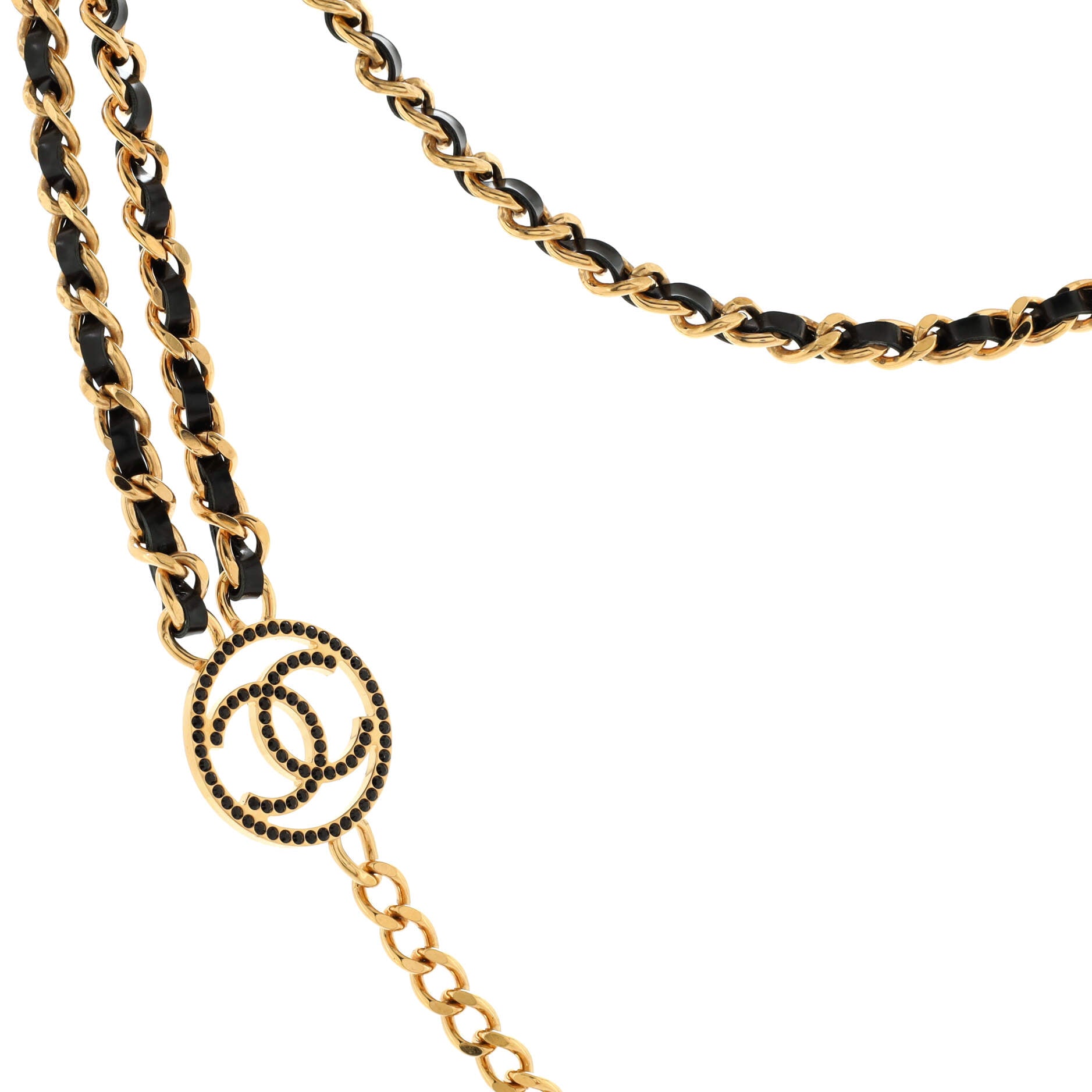 CC Rose Chain Belt Metal and Leather with Crystals 90