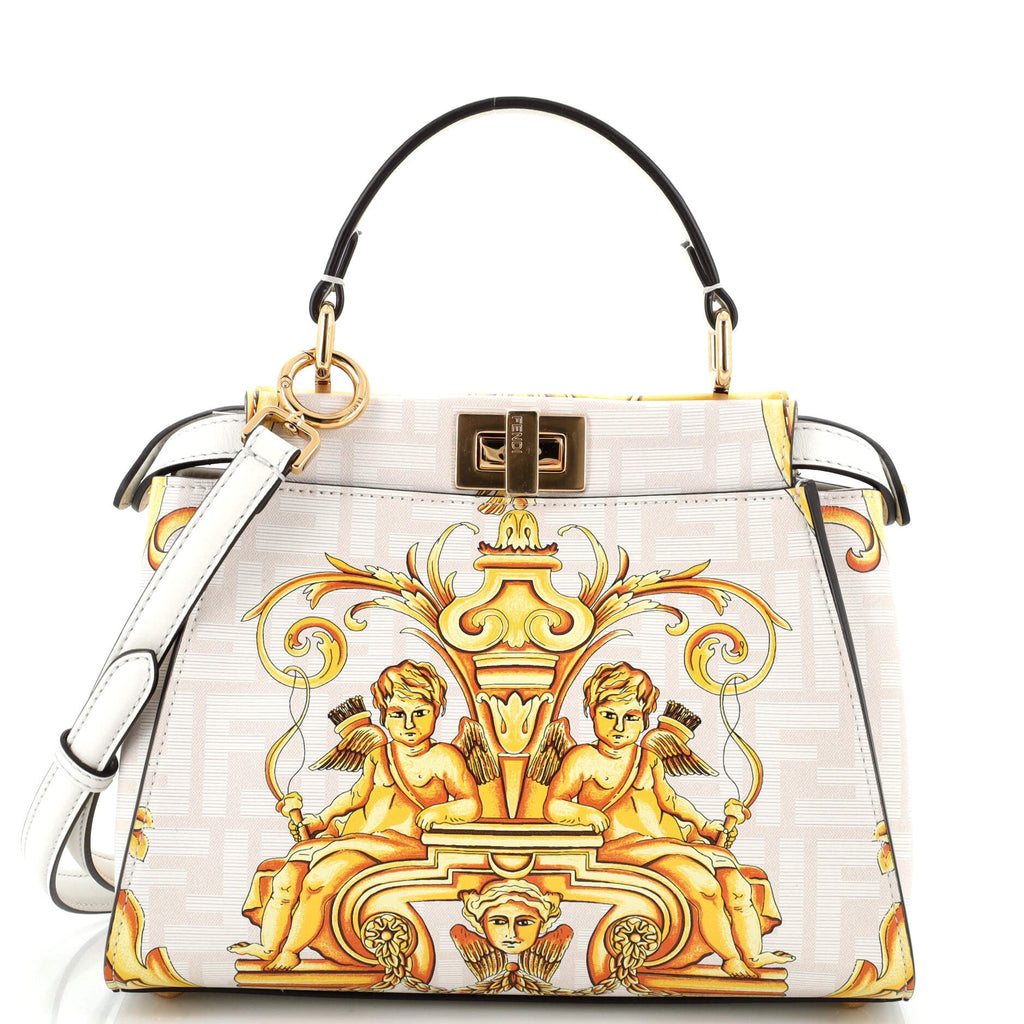 x Versace Fendace Peekaboo Bag Printed Zucca Leather Mini