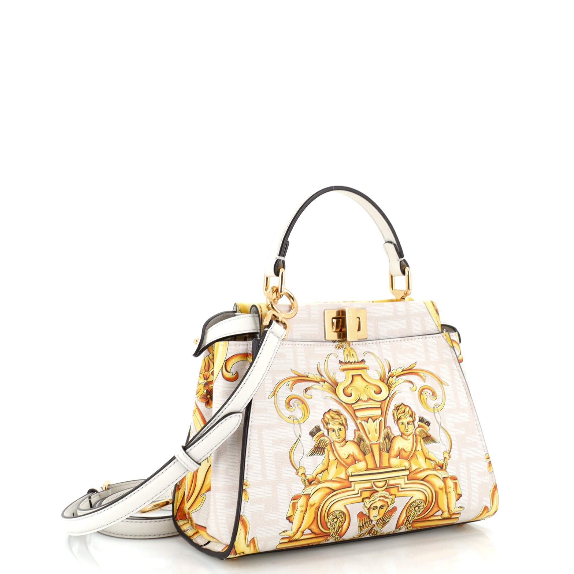 x Versace Fendace Peekaboo Bag Printed Zucca Leather Mini