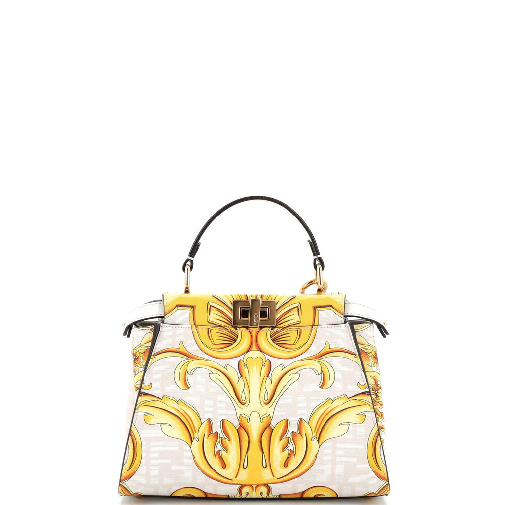 x Versace Fendace Peekaboo Bag Printed Zucca Leather Mini