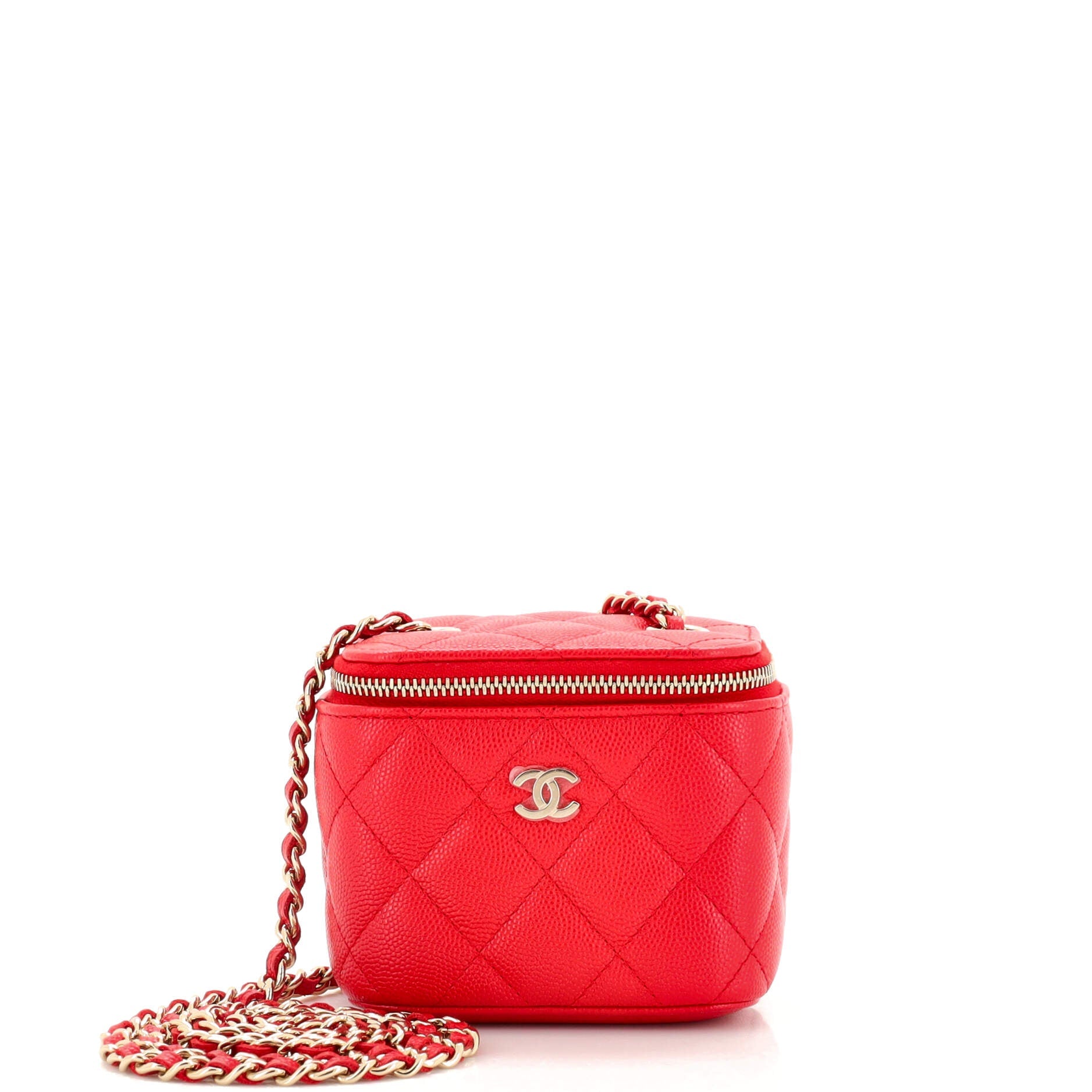 Classic Vanity Case with Chain Quilted Caviar Mini