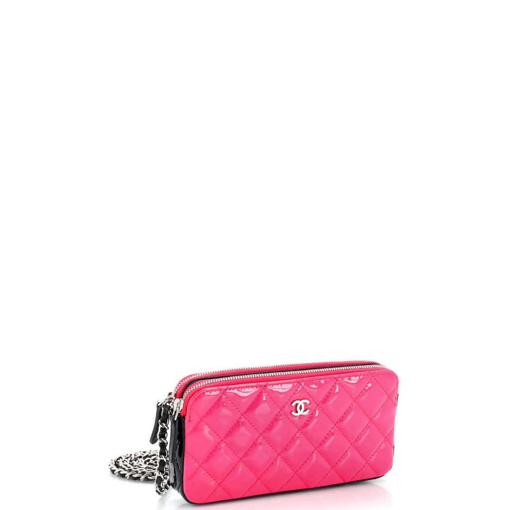 Double Zip Clutch with Chain Quilted Patent
