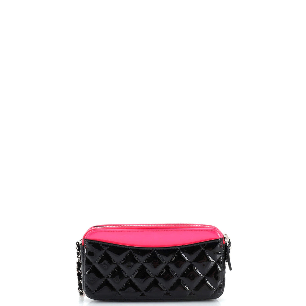 Double Zip Clutch with Chain Quilted Patent
