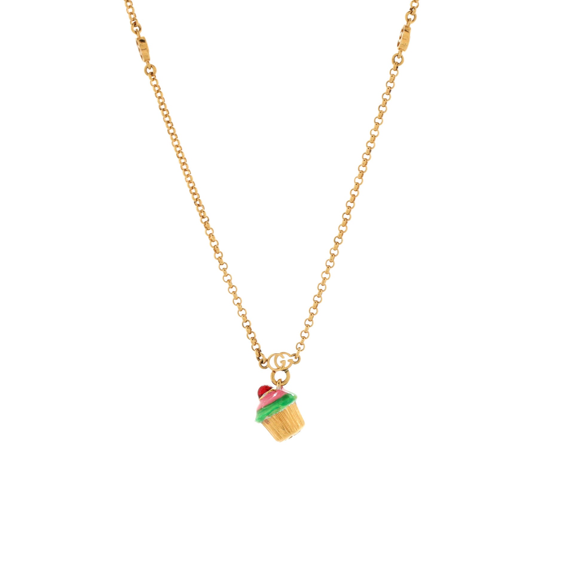 GG Station Cupcake Pendant Necklace Metal with Enamel