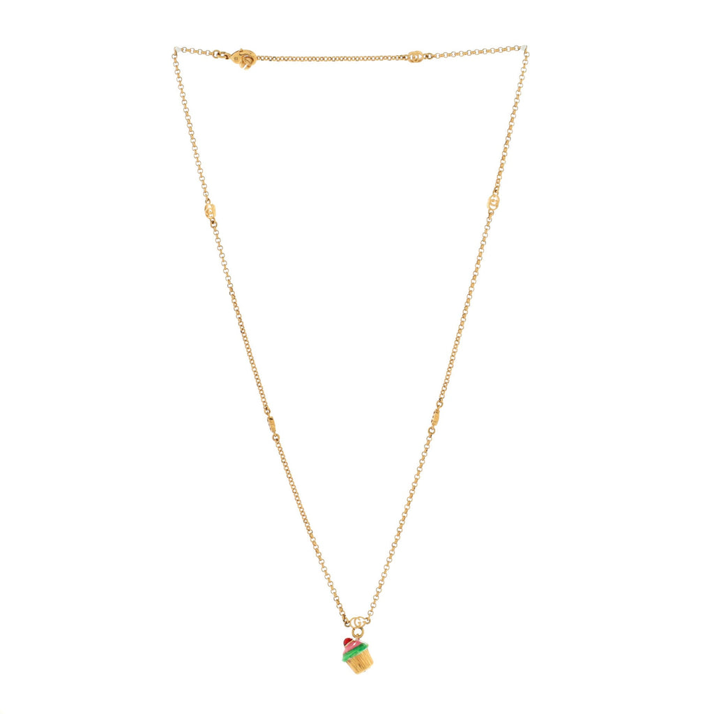 GG Station Cupcake Pendant Necklace Metal with Enamel