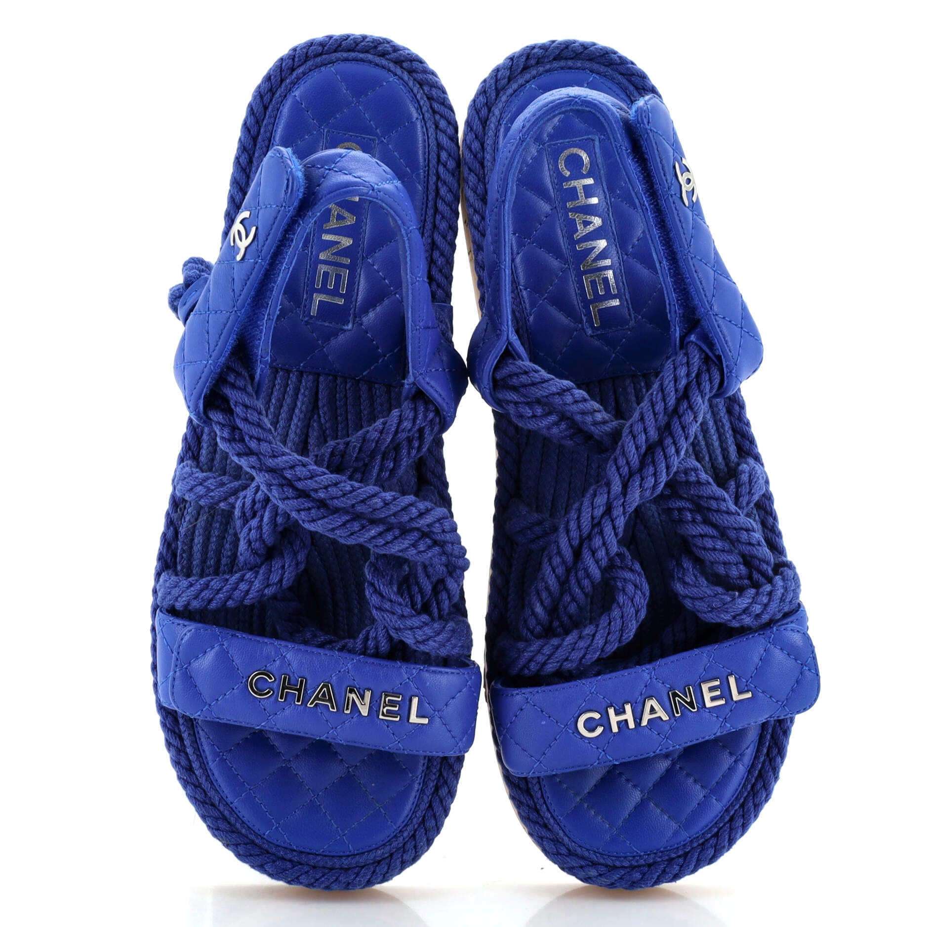 Women's Cord Velcro Dad Sandals Quilted Leather and Cork