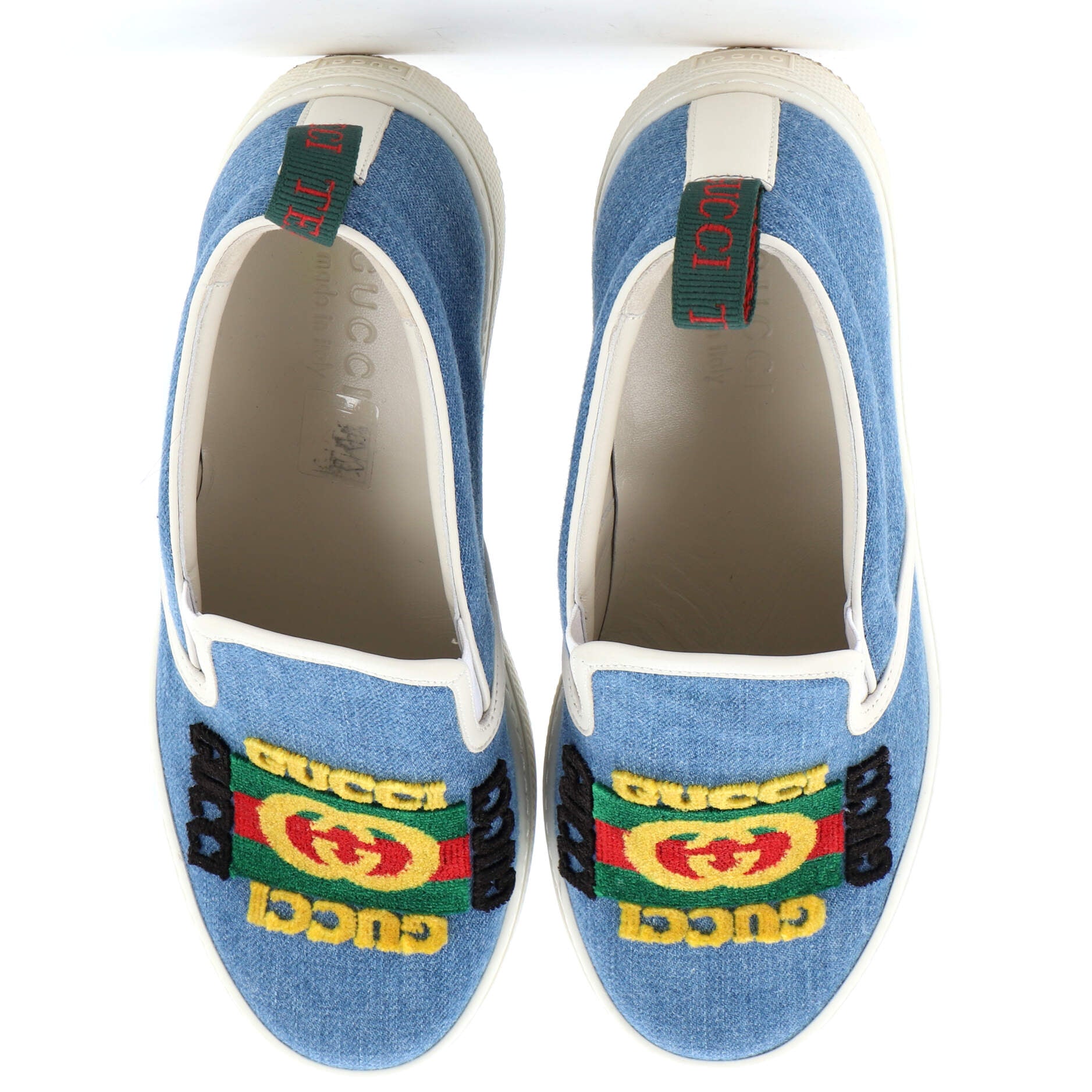 Men's Kura Logo Slip On Sneakers Embroidered Denim