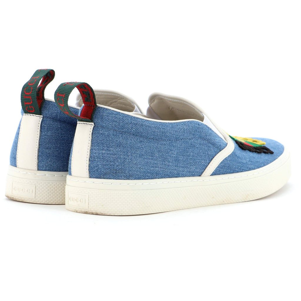Men's Kura Logo Slip On Sneakers Embroidered Denim