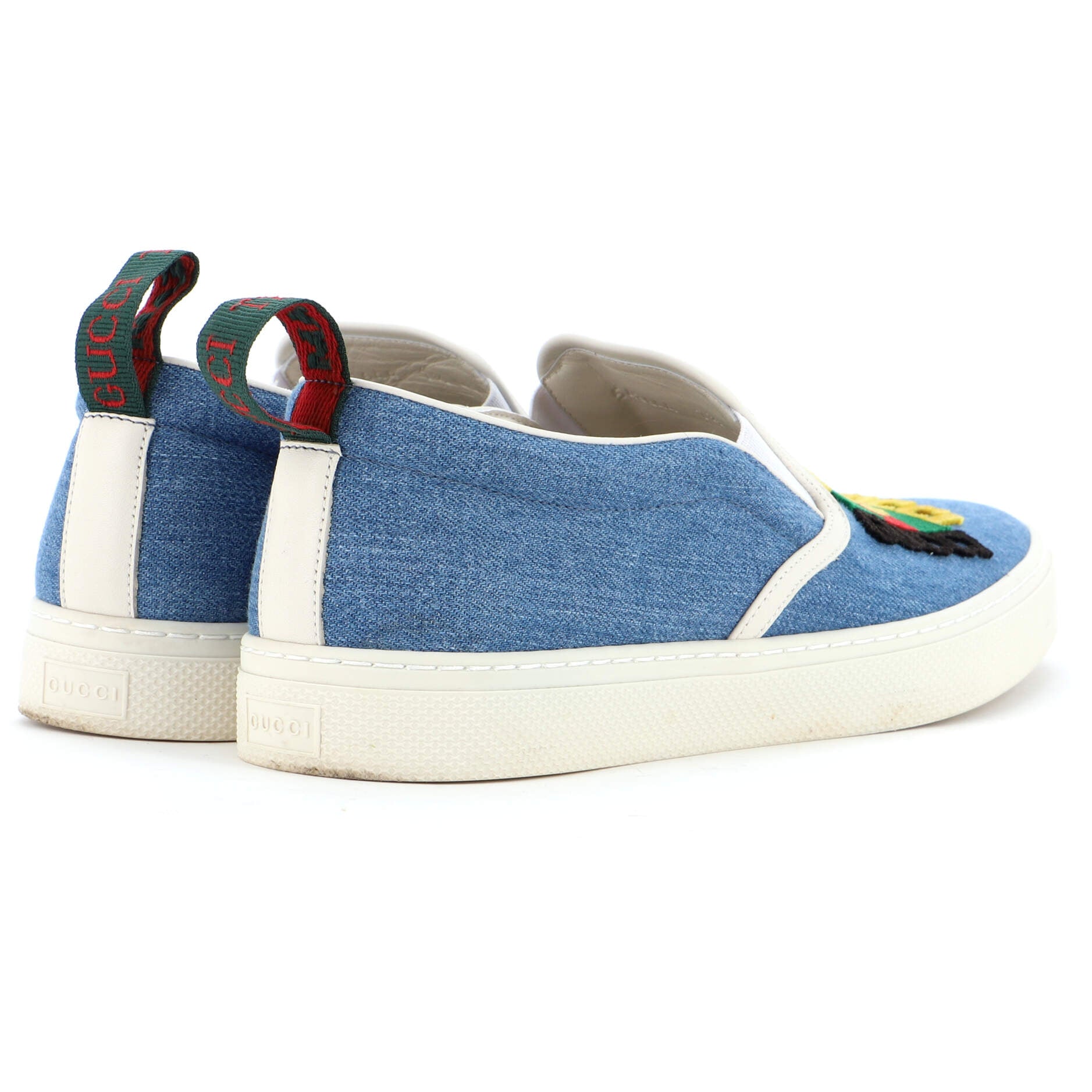 Men's Kura Logo Slip On Sneakers Embroidered Denim