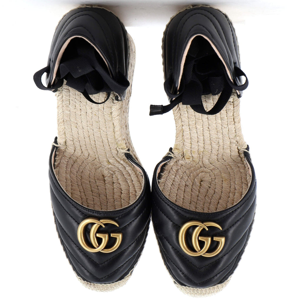 Women's GG Marmont Wedge Espadrilles Matelasse Leather