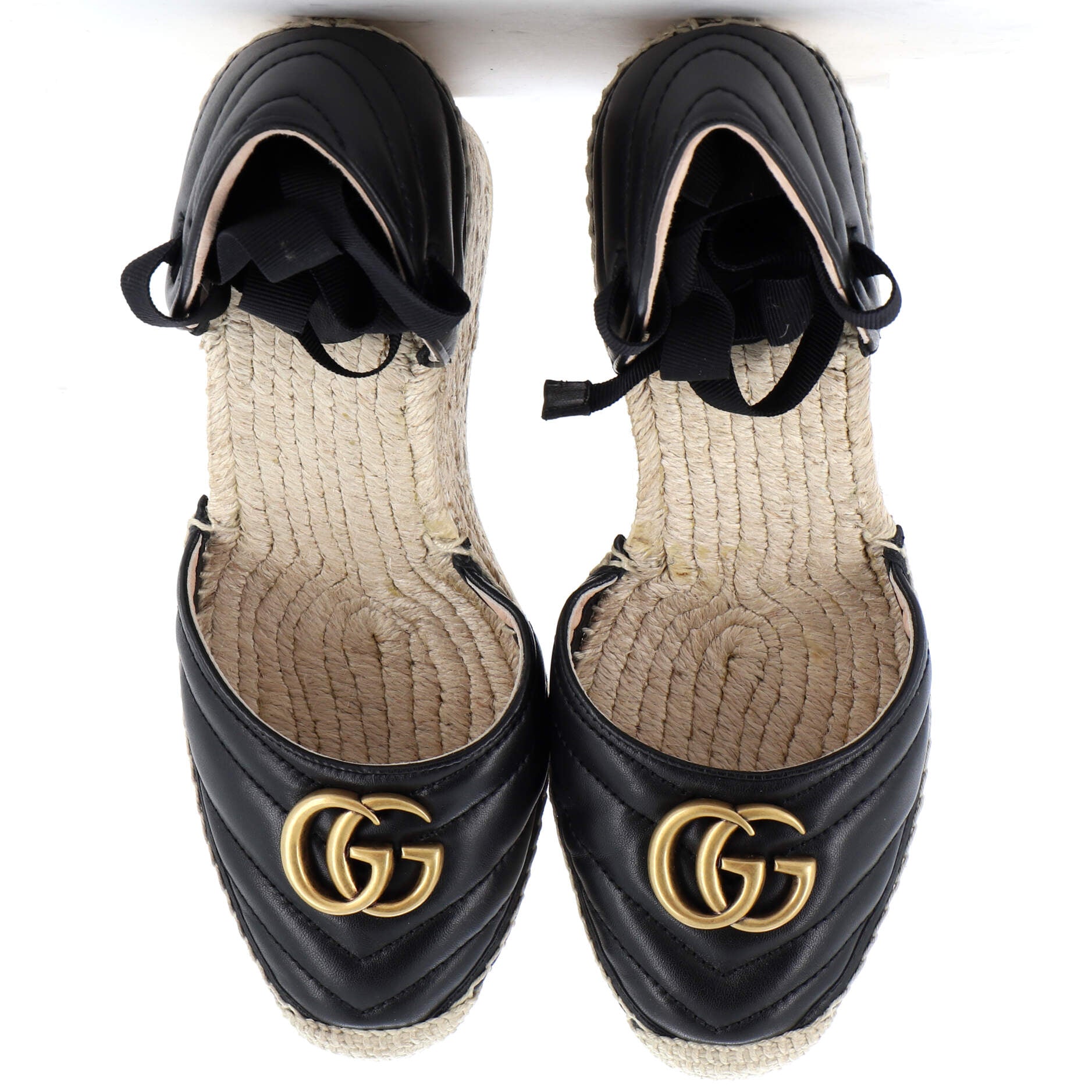 Women's GG Marmont Wedge Espadrilles Matelasse Leather