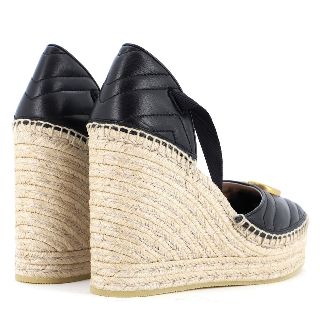 Women's GG Marmont Wedge Espadrilles Matelasse Leather