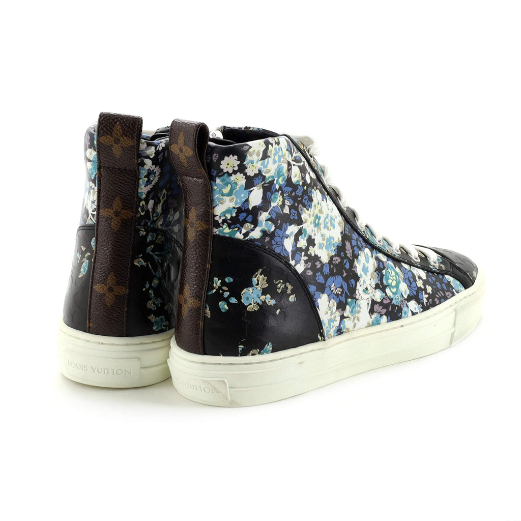 Women's Zip Up Sneaker Boots Floral Printed Leather