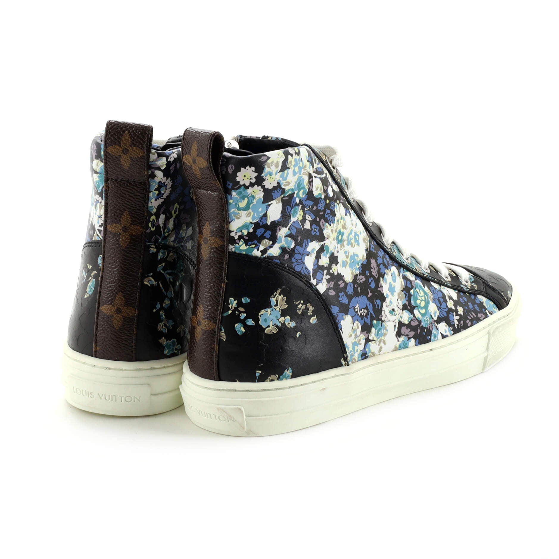 Women's Zip Up Sneaker Boots Floral Printed Leather