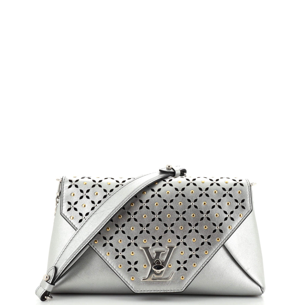 Love Note Chain Clutch Studded Perforated Leather