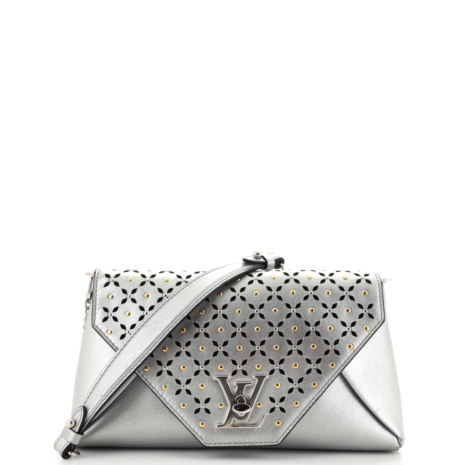 Love Note Chain Clutch Studded Perforated Leather