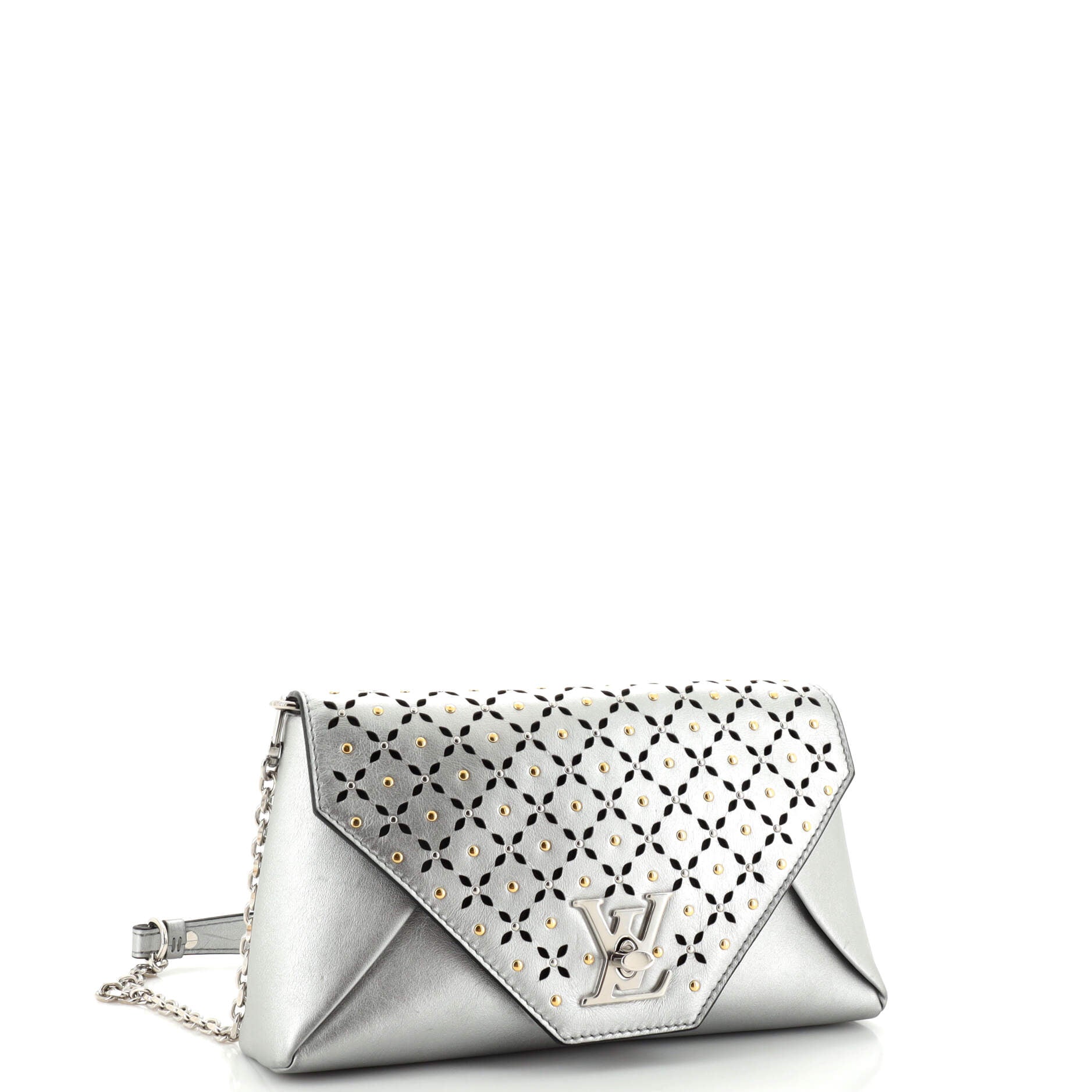 Love Note Chain Clutch Studded Perforated Leather