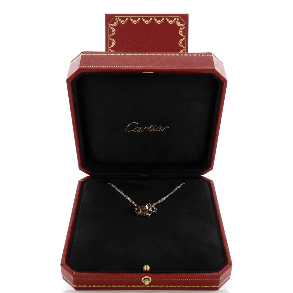 Love 3 Ring Pendant Necklace 18K Rose Gold and 18K White Gold with 6 Diamonds
