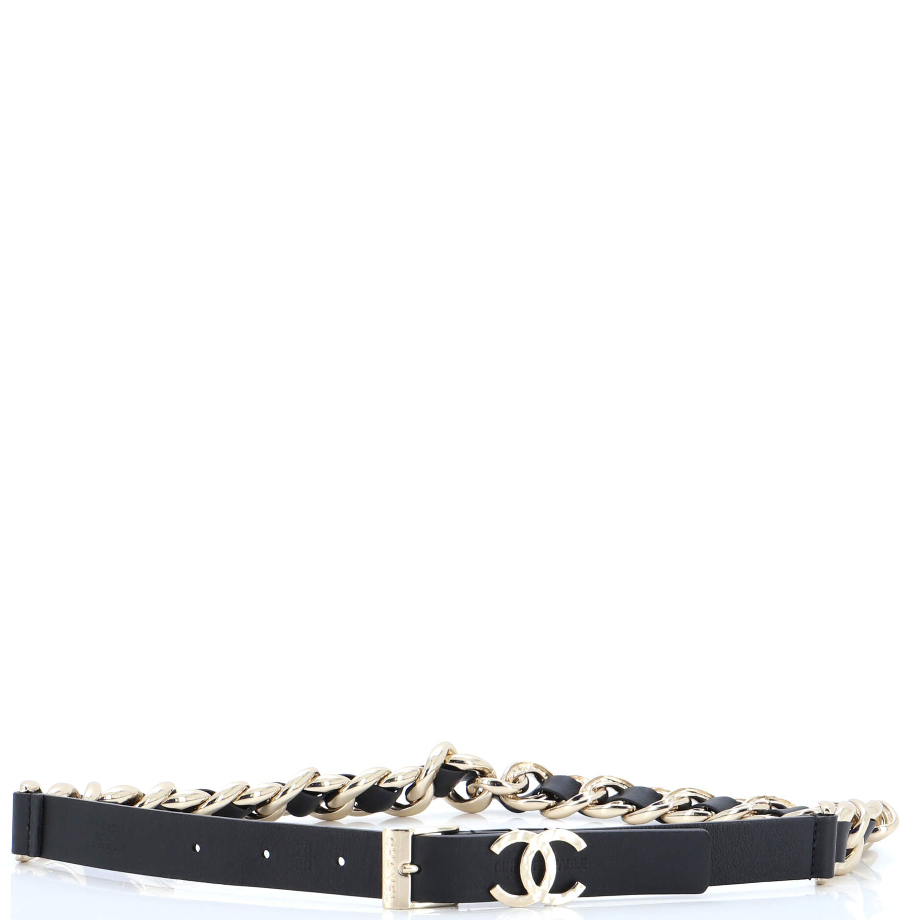 CC Woven Chain Belt Leather with Metal Medium 75