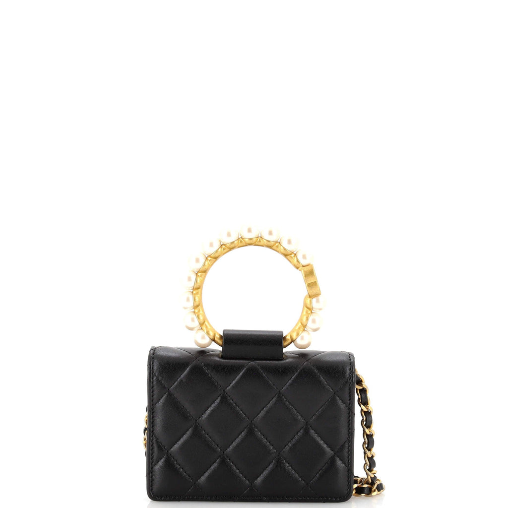 Pearl Crown Clutch with Chain Quilted Lambskin