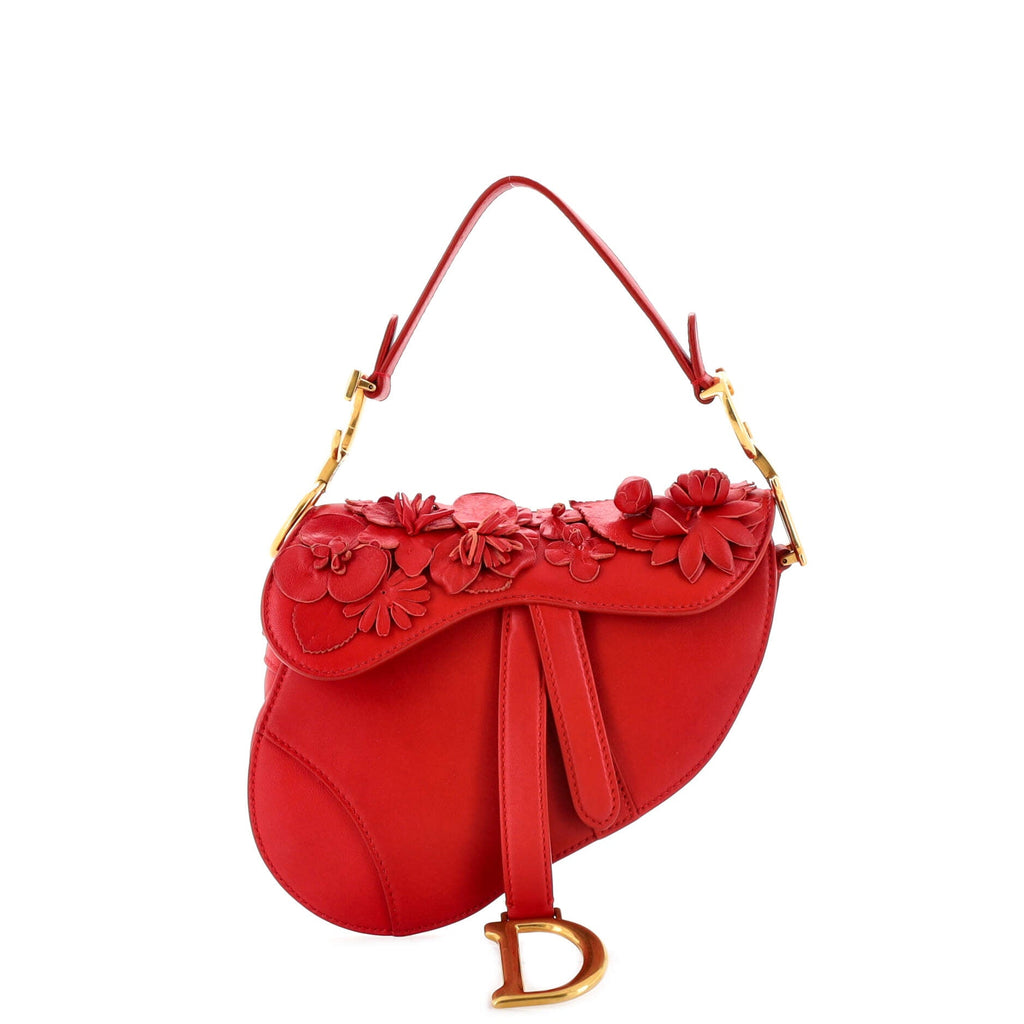 Saddle Handbag Leather with Applique Mini