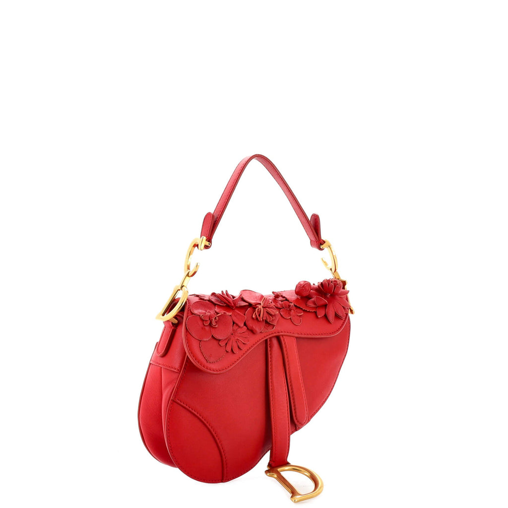 Saddle Handbag Leather with Applique Mini