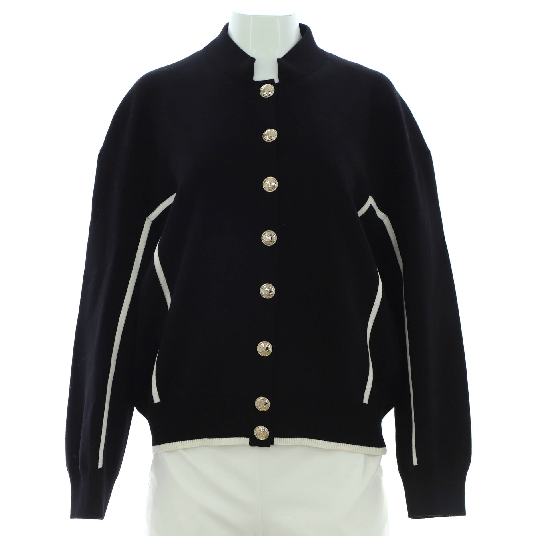 Women's Striped Button Up Bomber Jacket Wool Blend