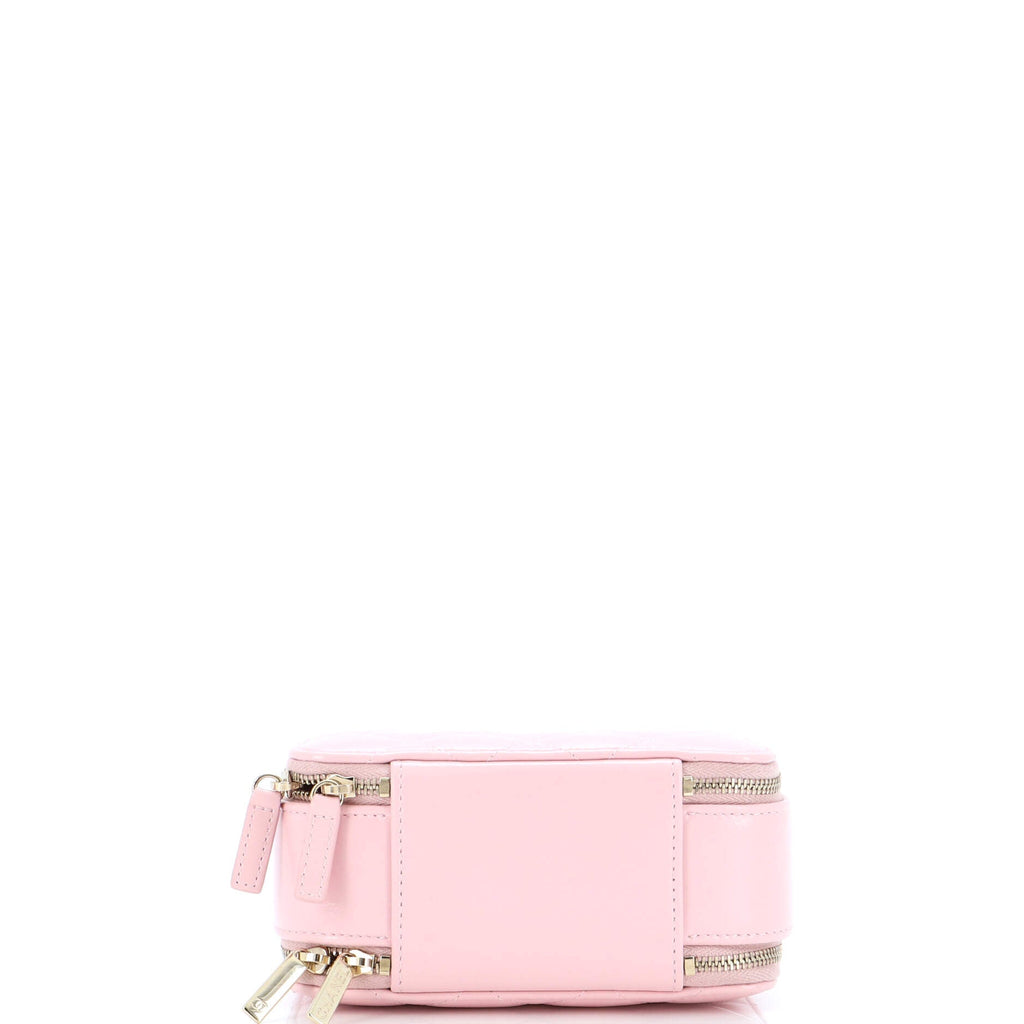Double Zip CC Vanity Case Quilted Shiny Lambskin Mini