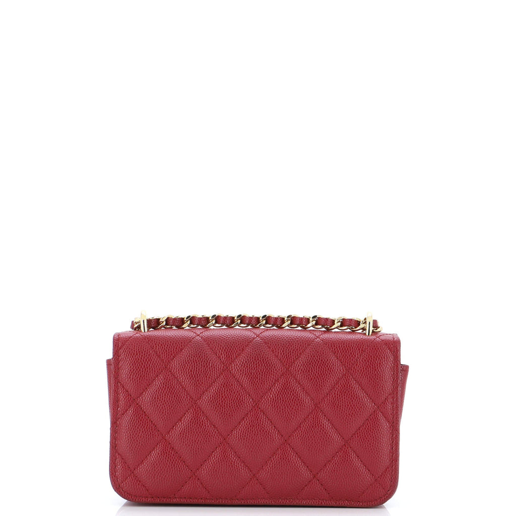 Pocket Twins Clutch with Chain Quilted Caviar