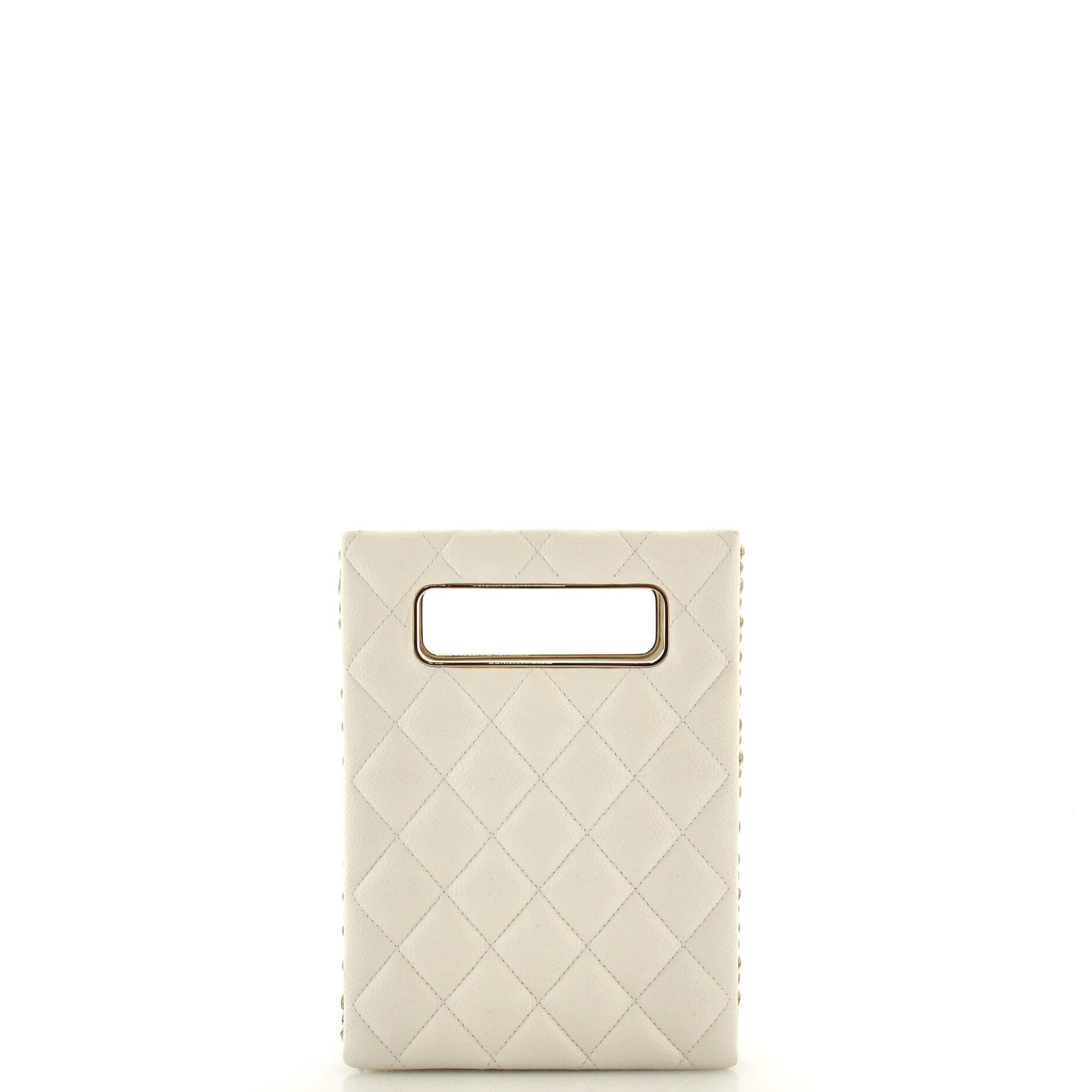 Chain Around Cut Out Handle Evening Tote Quilted Caviar Mini