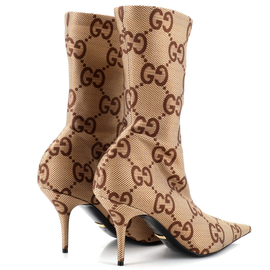 x Balenciaga The Hacker Project Women's Knife Mid Calf Boots Maxi GG Fabric