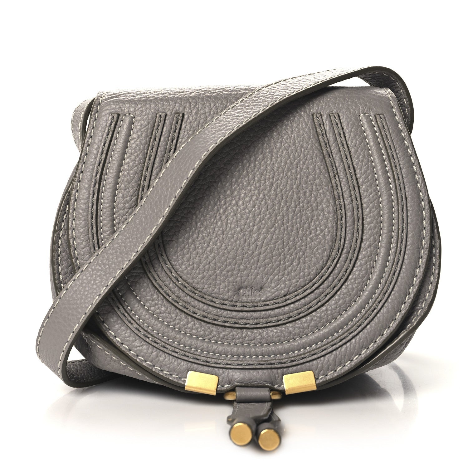 Calfskin Mini Marcie Round Crossbody Bag Cashmere Grey