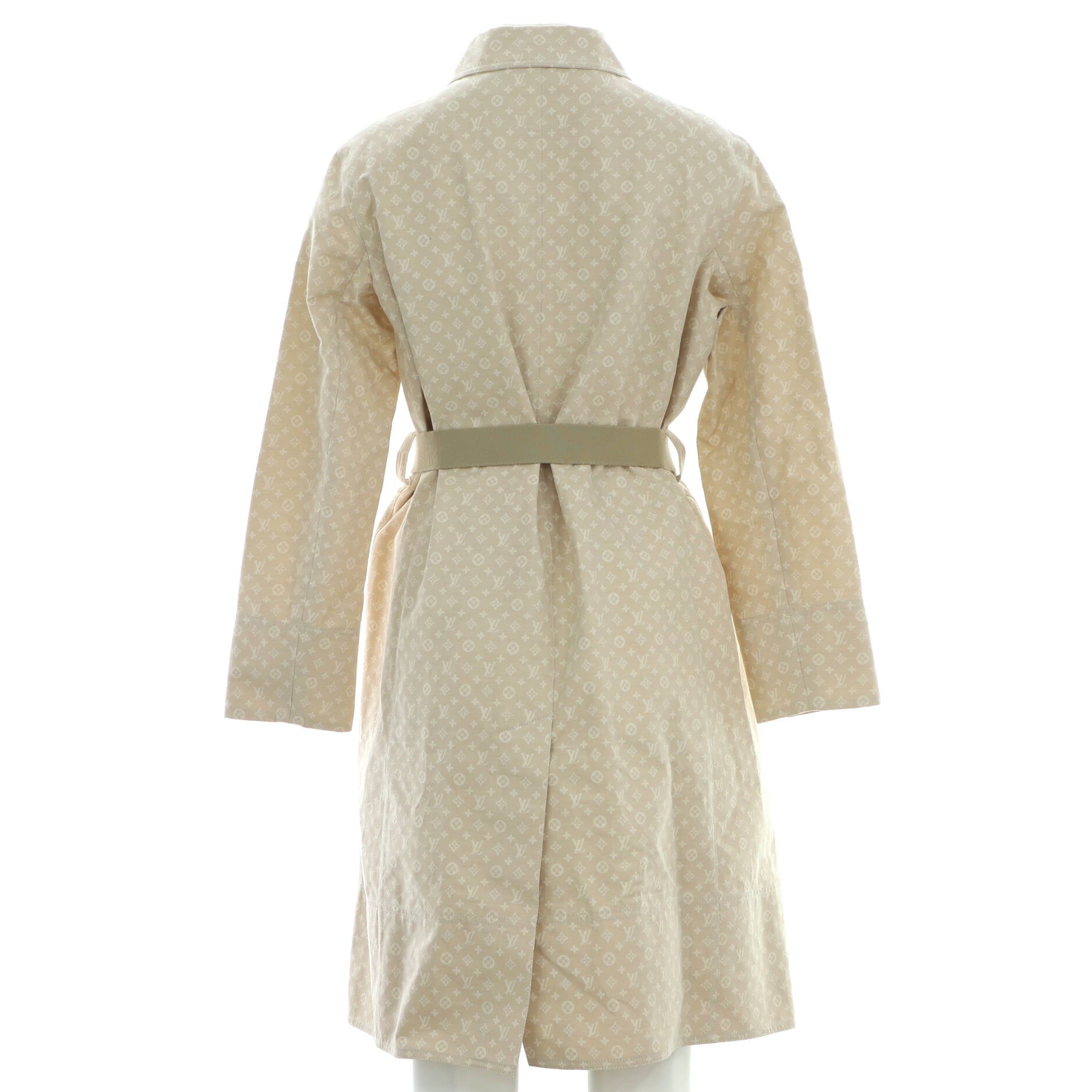 Women's Single Breasted Belted Trench Coat Monogram Cotton