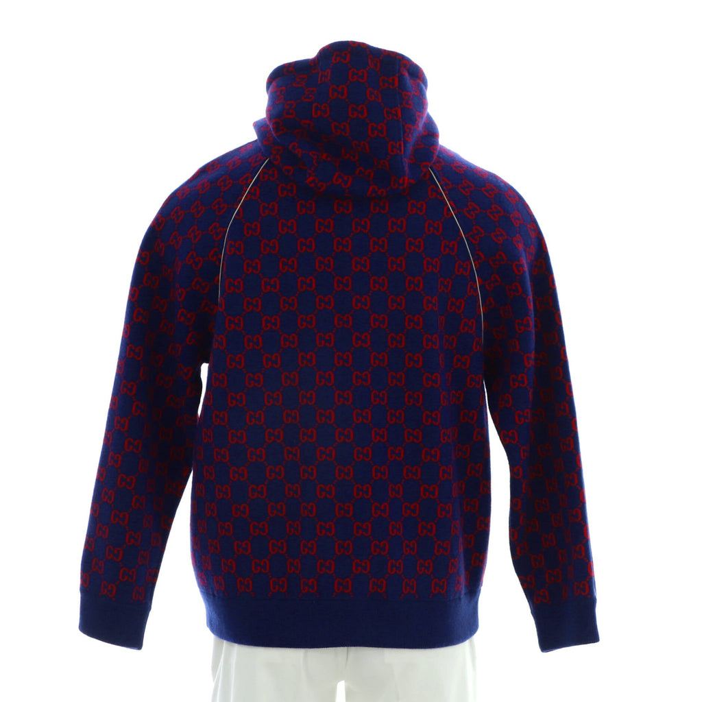 Men's Zip Up Hoodie GG Jacquard Wool and Cashmere Blend