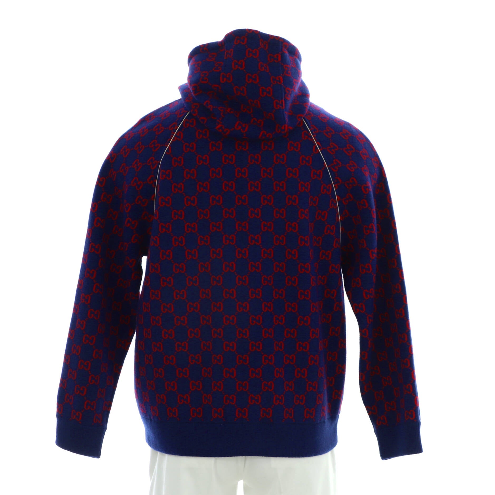 Men's Zip Up Hoodie GG Jacquard Wool and Cashmere Blend