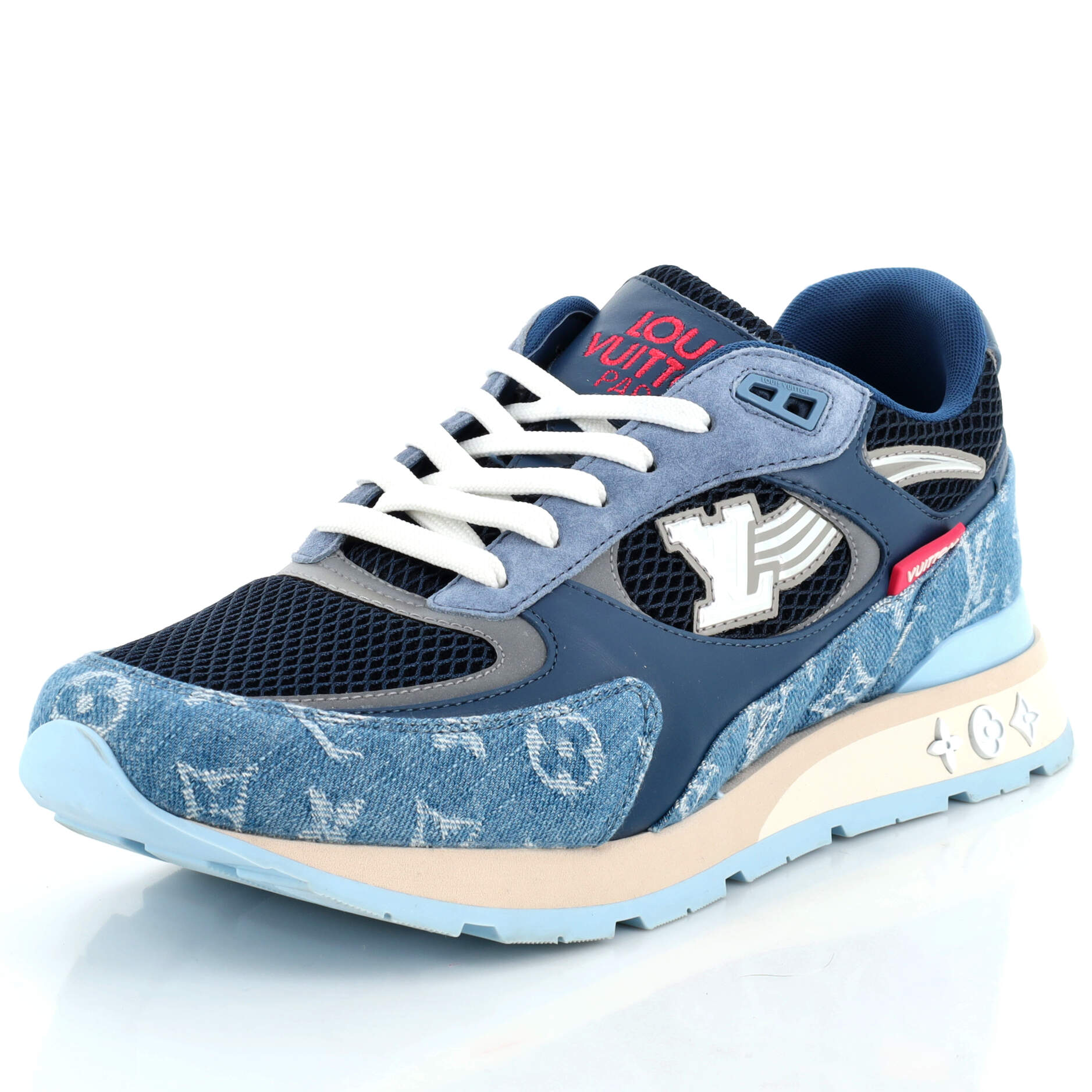 Men's Run Away Sneakers Mesh and Monogram Denim